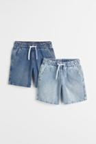 H & M - 2-pack Denim Shorts - Blue