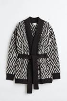 H & M - Oversized Tie-belt Cardigan - Black