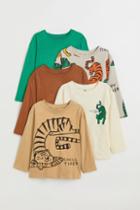 H & M - 5-pack Cotton Jersey Shirts - Brown