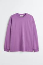 H & M - Oversized Fit Cotton Shirt - Purple