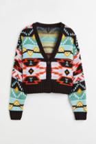 H & M - Jacquard-knit Crop Cardigan - Black