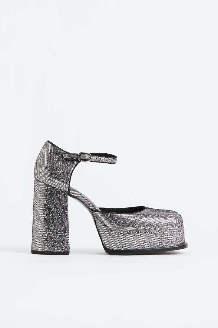H & M - Block-heeled Mary Janes - Silver