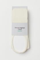 H & M - Ribbed Stirrup Leggings - White