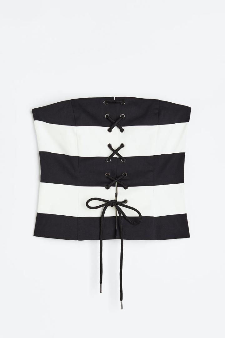 H & M - Lacing-detail Bandeau Top - Black