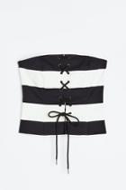 H & M - Lacing-detail Bandeau Top - Black