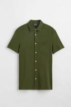 H & M - Muscle Fit Cotton Piqu Shirt - Green