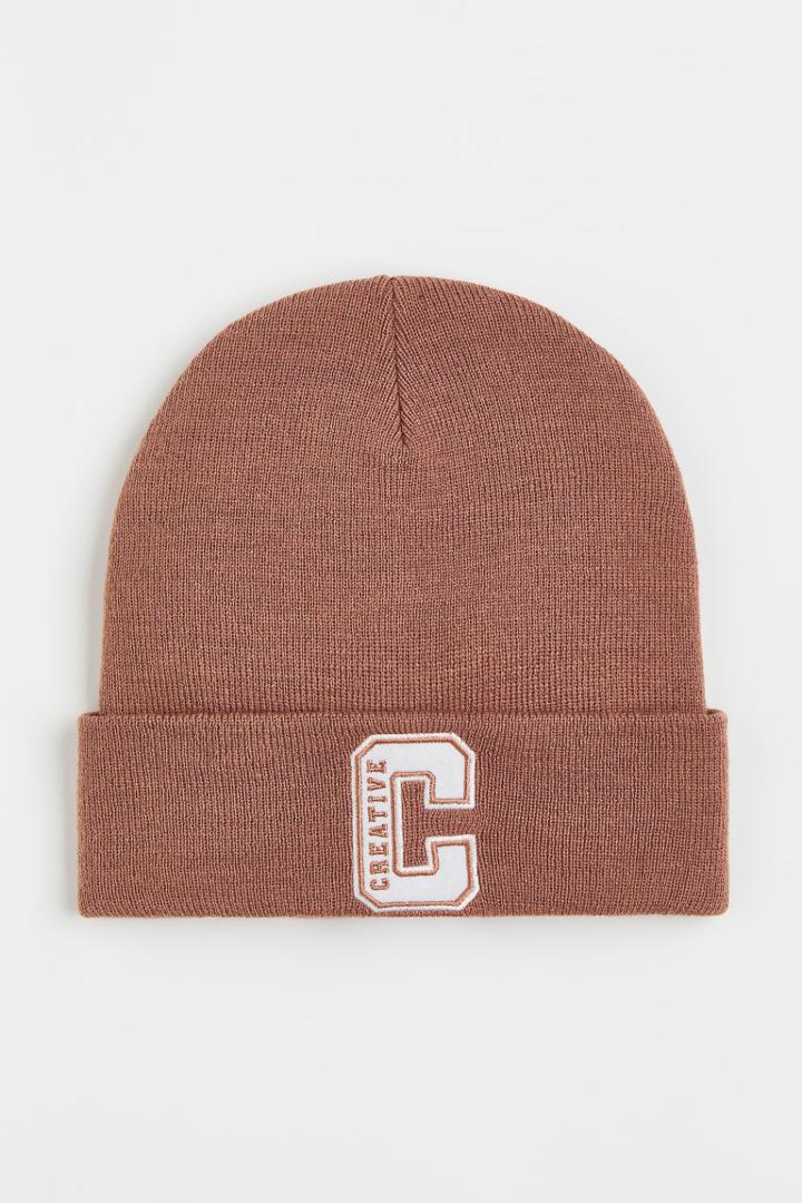 H & M - Appliqud Knit Hat - Pink