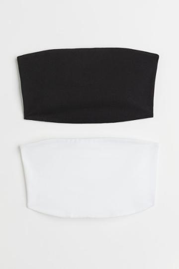 H & M - 2-pack Crop Tube Tops - White