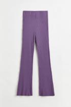 H & M - Flared Ribbed Leggings - Purple
