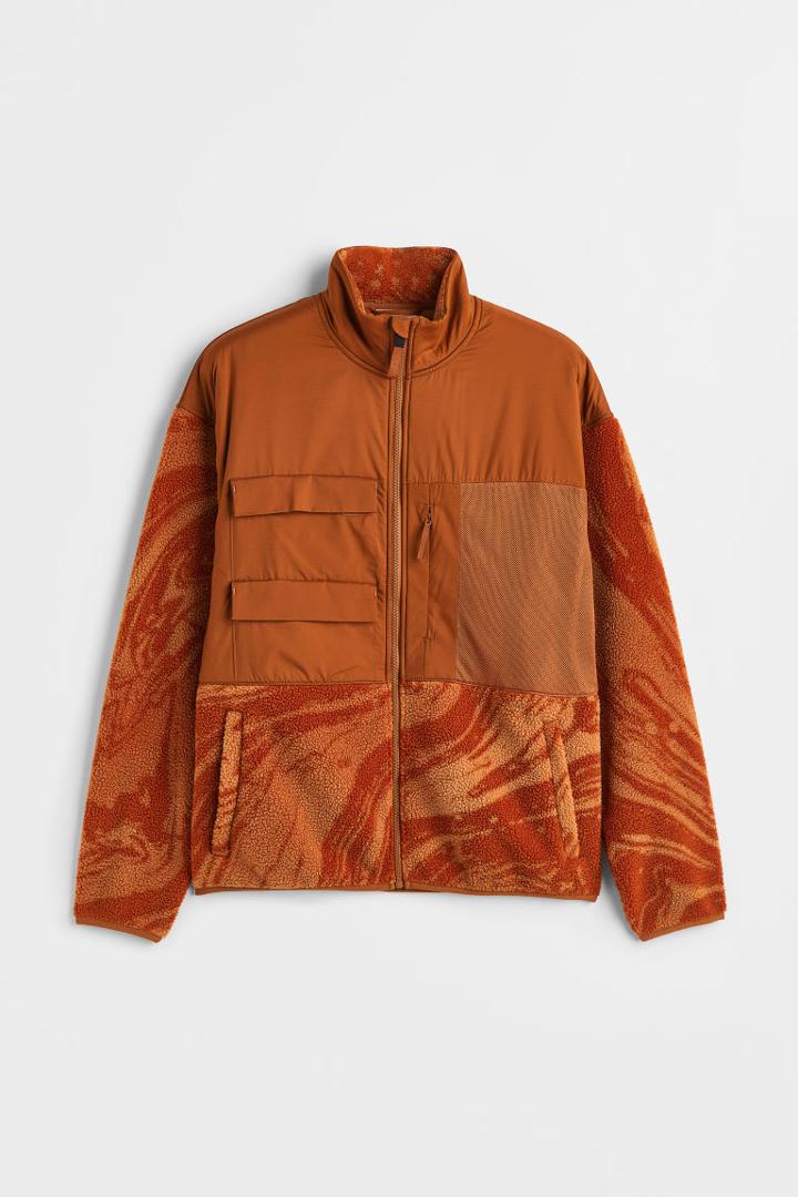 H & M - Regular Fit Fleece Sports Jacket - Orange