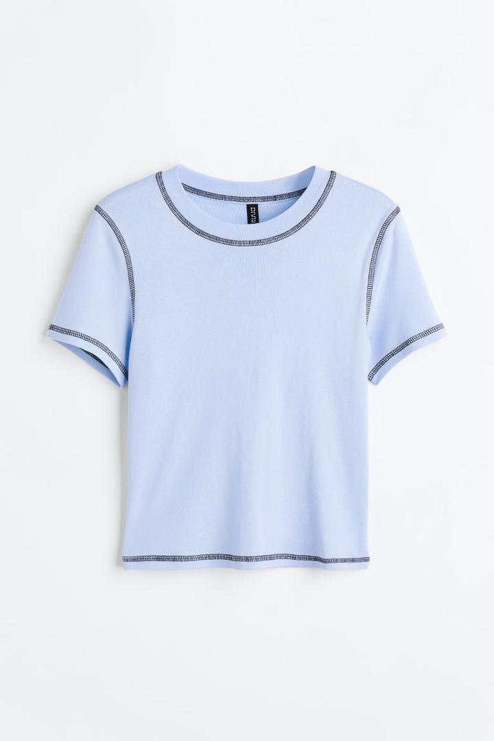 H & M - Flatlock-seam Top - Blue