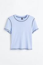 H & M - Flatlock-seam Top - Blue