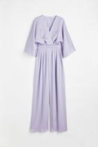 H & M - Wrap-front Crped Jumpsuit - Purple