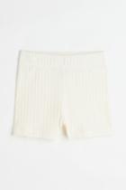 H & M - Ribbed Jersey Shorts - White