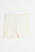 H & M - Ribbed Jersey Shorts - White