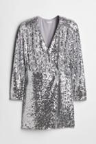 H & M - H & M+ Sequined Wrap Dress - Beige