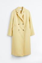 H & M - Double-breasted Coat - Yellow