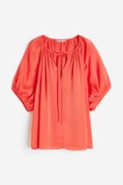 H & M - Oversized Tie-top Blouse - Red
