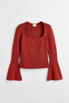 H & M - Flared-sleeve Sweater - Orange