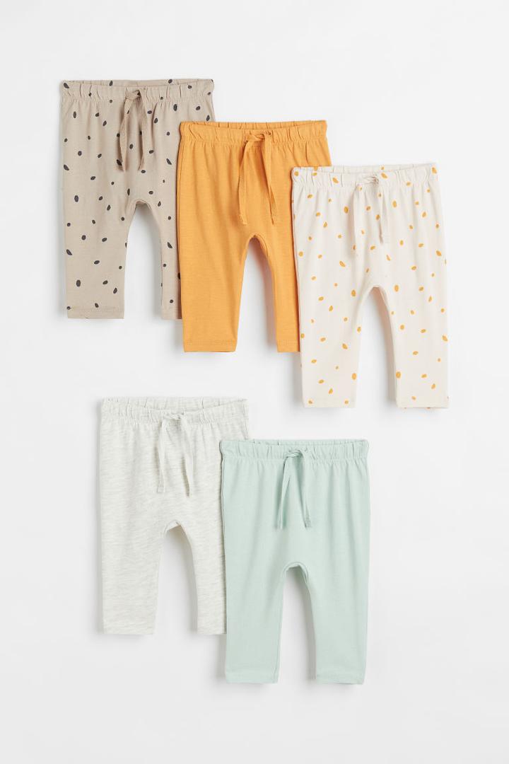 H & M - 5-pack Cotton Pants - Yellow