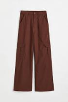 H & M - Wide Cotton Cargo Pants - Brown
