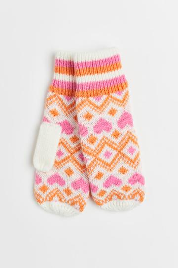H & M - Jacquard-knit Mittens - White