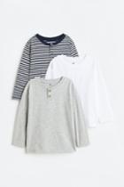 H & M - 3-pack Long-sleeved Shirts - Blue