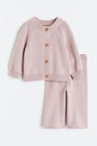 H & M - 2-piece Fine-knit Cotton Set - Pink
