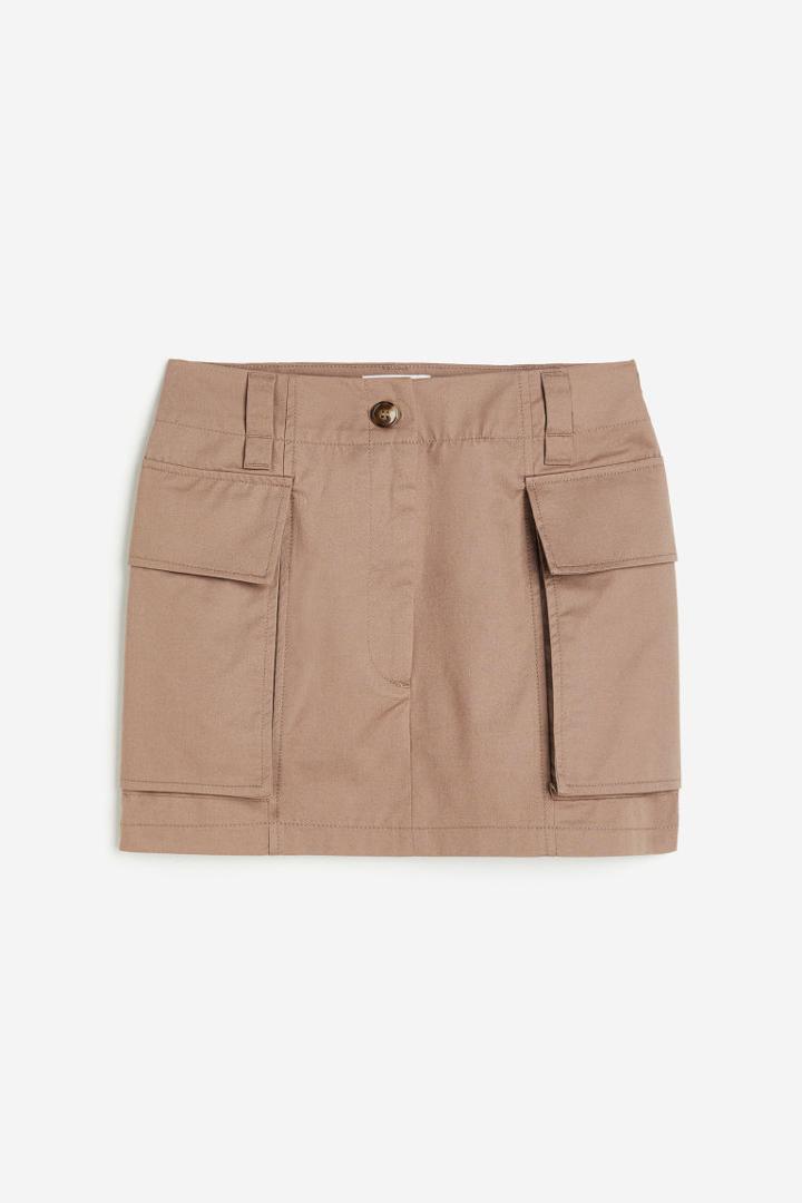 H & M - Twill Mini Skirt - Brown