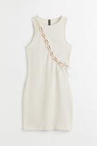 H & M - Ribbed Lacing-detail Dress - White