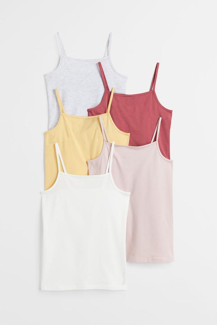 H & M - 5-pack Jersey Tank Tops - Yellow