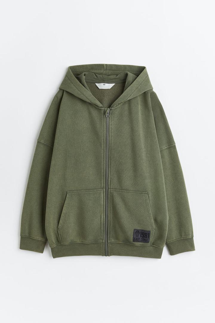 H & M - Hooded Sweatshirt Jacket - Green