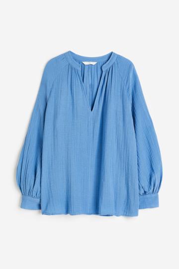 H & M - Double-weave Blouse - Blue