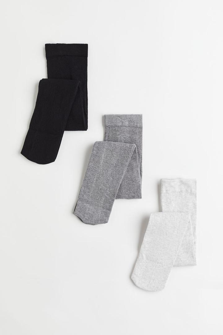 H & M - 3-pack Fine-knit Tights - Gray