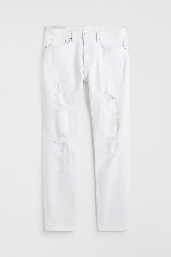 H & M - Slim Tapered Jeans - White