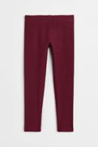 H & M - Ribbed Cotton Leggings - Red