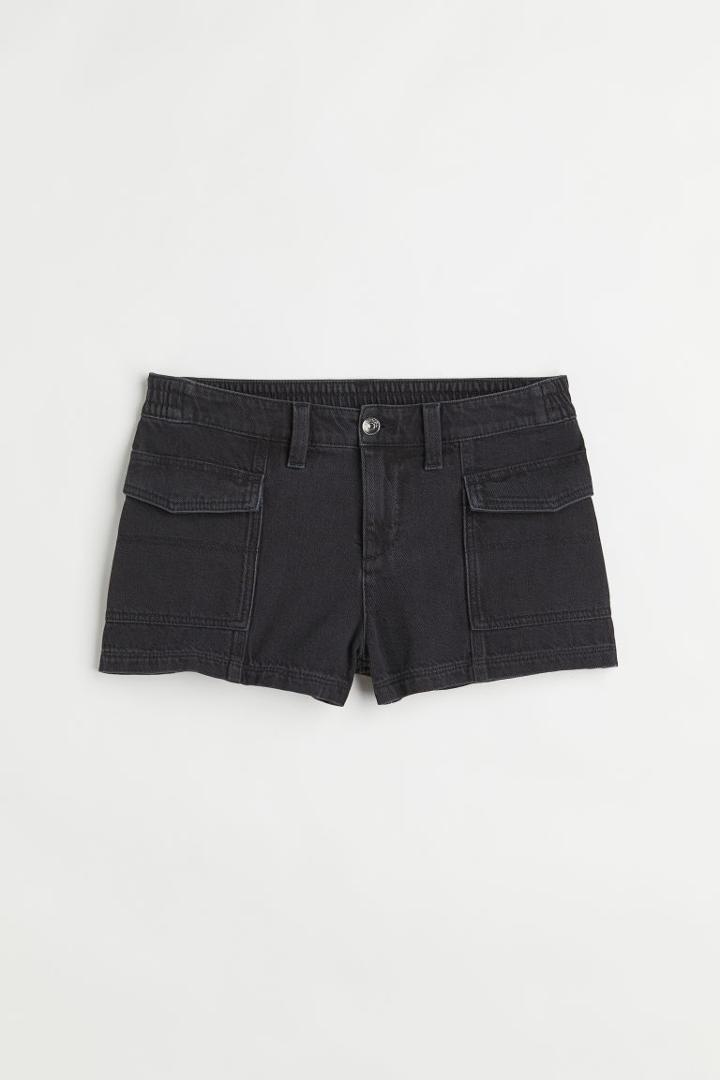 H & M - Denim Cargo Shorts - Black