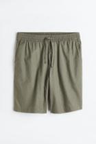 H & M - Loose Fit Linen-blend Shorts - Green