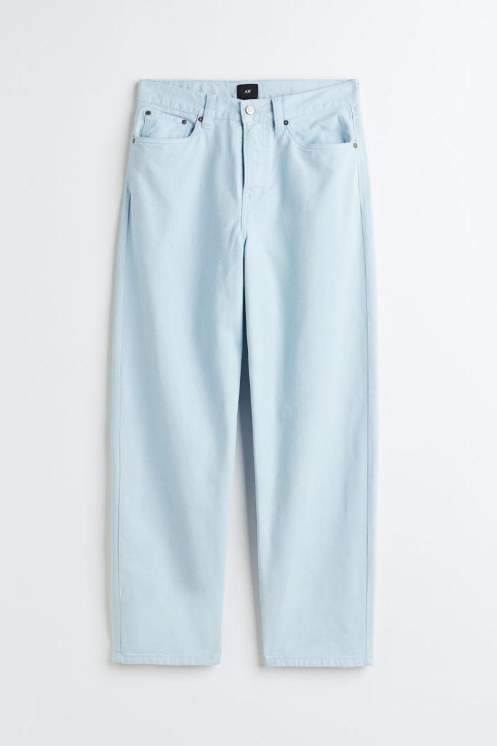 H & M - Loose Fit 5-pocket Twill Pants - Blue