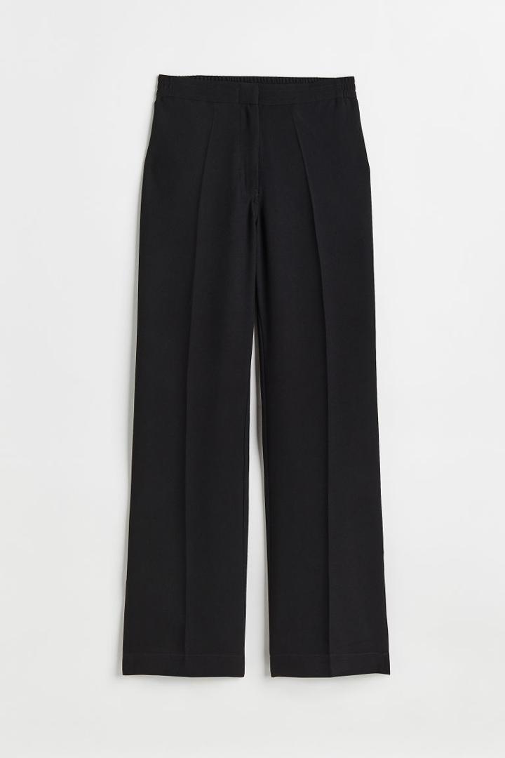 H & M - Straight Trousers - Black