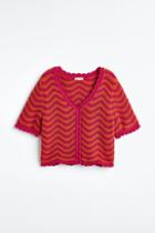 H & M - Scalloped-trimmed Cardigan - Pink