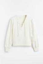 H & M - Sweatshirt With Lacing - White