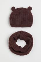 H & M - 2-piece Hat And Tube Scarf Set - Beige
