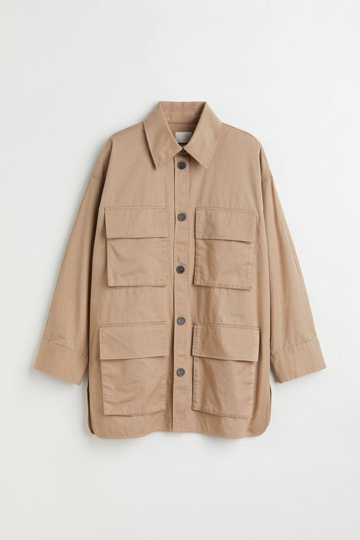 H & M - Cotton Twill Utility Jacket - Beige