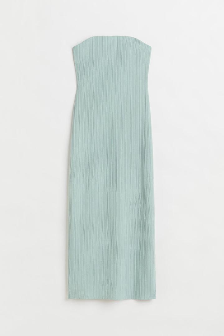 H & M - Ribbed Jersey Bandeau Dress - Green