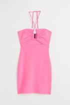 H & M - Bodycon Dress With Cut-out - Pink