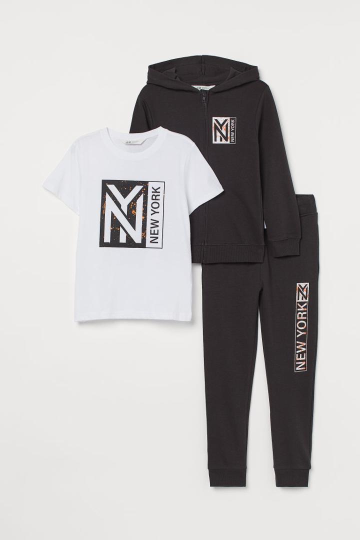 H & M - 3-piece Tracksuit Set - Black