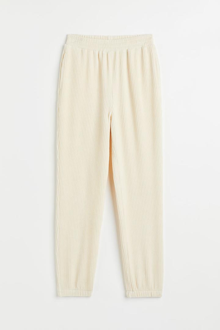 H & M - Velour Joggers - White