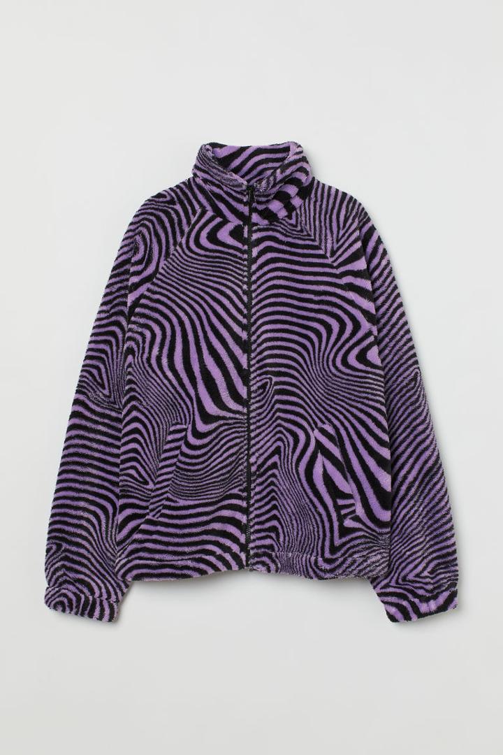 H & M - Oversized Fleece Jacket - Purple