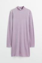 H & M - Velour Bodycon Dress - Purple